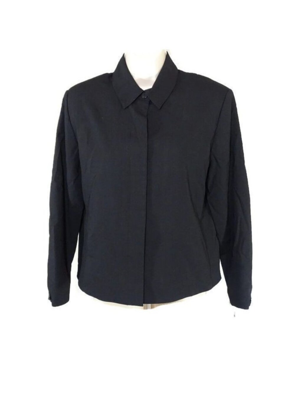 Vintage 80s 90s Nygard Blazer Jacket Size 6P Black Wool Long Sleeve Office NEW